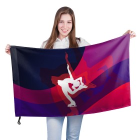 Флаг 3D с принтом Фигурное катание в Екатеринбурге, 100% полиэстер | плотность ткани — 95 г/м2, размер — 67 х 109 см. Принт наносится с одной стороны | figure skating | коньки | конькобежный спорт | фигурное катание