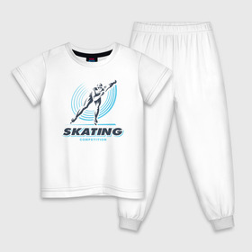 Детская пижама хлопок с принтом SKATING competition в Екатеринбурге, 100% хлопок |  брюки и футболка прямого кроя, без карманов, на брюках мягкая резинка на поясе и по низу штанин
 | зимний спорт | катание на льду | коньки | конькобежный спорт | фигурное катание