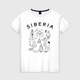 Женская футболка хлопок с принтом Siberia в Екатеринбурге, 100% хлопок | прямой крой, круглый вырез горловины, длина до линии бедер, слегка спущенное плечо | животные | природа | путешествия | россия | сибирский округ | сибирь