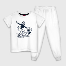 Детская пижама хлопок с принтом катание на льду в Екатеринбурге, 100% хлопок |  брюки и футболка прямого кроя, без карманов, на брюках мягкая резинка на поясе и по низу штанин
 | зимний спорт | катание на льду | коньки | конькобежный спорт | фигурное катание