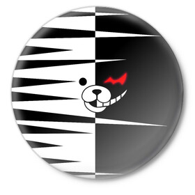 Значок с принтом monokuma в Екатеринбурге,  металл | круглая форма, металлическая застежка в виде булавки | danganronpa | monokuma | trigger happy havoc | аниме | игрушка | манга | медведь | монокума | монохром | мягкая игрушка робот | робот