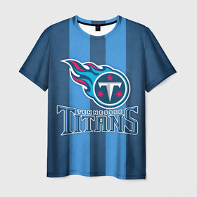 Мужская футболка 3D с принтом Tennessee Titans в Екатеринбурге, 100% полиэфир | прямой крой, круглый вырез горловины, длина до линии бедер | tennessee titans | американский футбол | мяч | теннесси тайтенс | футбол