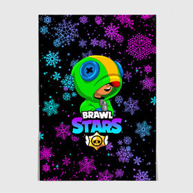 Постер с принтом BRAWL STARS НОВОГОДНИЙ в Екатеринбурге, 100% бумага
 | бумага, плотность 150 мг. Матовая, но за счет высокого коэффициента гладкости имеет небольшой блеск и дает на свету блики, но в отличии от глянцевой бумаги не покрыта лаком | brawl stars | brawl stars новогодний | christmas | crow | leon | leon shark | new year | shark | stars | акула | ворон | леон | леон акула | новогодний | новый год | спайк