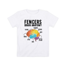 Детская футболка хлопок с принтом Fences Brain Anatomy в Екатеринбурге, 100% хлопок | круглый вырез горловины, полуприлегающий силуэт, длина до линии бедер | brain | fances | мозг | рапира | фехтовальщики | фехтование | шпага