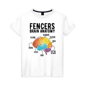 Женская футболка хлопок с принтом Fences Brain Anatomy в Екатеринбурге, 100% хлопок | прямой крой, круглый вырез горловины, длина до линии бедер, слегка спущенное плечо | brain | fances | мозг | рапира | фехтовальщики | фехтование | шпага