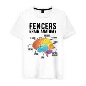 Мужская футболка хлопок с принтом Fences Brain Anatomy в Екатеринбурге, 100% хлопок | прямой крой, круглый вырез горловины, длина до линии бедер, слегка спущенное плечо. | brain | fances | мозг | рапира | фехтовальщики | фехтование | шпага