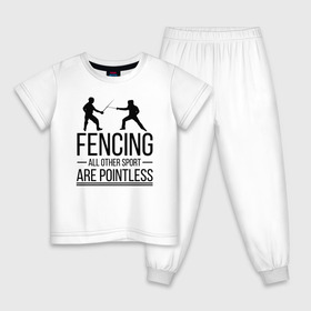 Детская пижама хлопок с принтом Fencing в Екатеринбурге, 100% хлопок |  брюки и футболка прямого кроя, без карманов, на брюках мягкая резинка на поясе и по низу штанин
 | brain | fances | fencing | мозг | рапира | фехтовальщики | фехтование | шпага