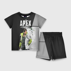 Детский костюм с шортами 3D с принтом Apex Legends в Екатеринбурге,  |  | Тематика изображения на принте: apex | entertainment | legends | respawn | апекс | игра | легендс | шутер