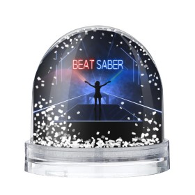 Снежный шар с принтом Beat Saber в Екатеринбурге, Пластик | Изображение внутри шара печатается на глянцевой фотобумаге с двух сторон | 3d | 3д | beat | saber | виртуальная | игра | реальность | ритм