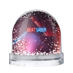 Снежный шар с принтом Beat Saber в Екатеринбурге, Пластик | Изображение внутри шара печатается на глянцевой фотобумаге с двух сторон | 3d | 3д | beat | saber | виртуальная | игра | реальность | ритм