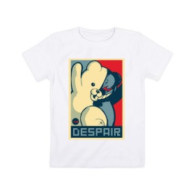 Детская футболка хлопок с принтом Monokuma в Екатеринбурге, 100% хлопок | круглый вырез горловины, полуприлегающий силуэт, длина до линии бедер | анимэ | злой | мишка