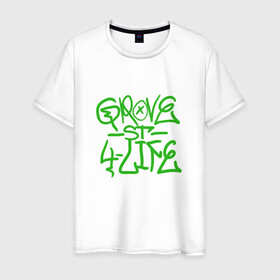 Мужская футболка хлопок с принтом Grove Street в Екатеринбурге, 100% хлопок | прямой крой, круглый вырез горловины, длина до линии бедер, слегка спущенное плечо. | grove street | gta sa | gta san andreas | банда | гроув стрит | гта | пеф