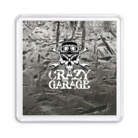 Магнит 55*55 с принтом Crazy garage в Екатеринбурге, Пластик | Размер: 65*65 мм; Размер печати: 55*55 мм | Тематика изображения на принте: bones | garage | helmet | metal | orbits | skull | teeth | wrench | гаечный ключ | гараж | глазницы | зубы | металл | череп | шлем