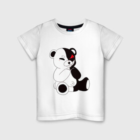 Детская футболка хлопок с принтом Monokuma в Екатеринбурге, 100% хлопок | круглый вырез горловины, полуприлегающий силуэт, длина до линии бедер | danganronpa | eye | monokuma | аватар | антагонист | глаз | игрушка | медведь | монокума | мягкая | панда | робот
