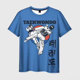 Мужская футболка 3D с принтом Taekwondo в Екатеринбурге, 100% полиэфир | прямой крой, круглый вырез горловины, длина до линии бедер | taekwondo | восточные единоборства | единоборства | теквондо | тхэквондо | тэквондо