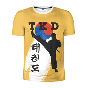 Мужская футболка 3D спортивная с принтом TKD в Екатеринбурге, 100% полиэстер с улучшенными характеристиками | приталенный силуэт, круглая горловина, широкие плечи, сужается к линии бедра | taekwondo | восточные единоборства | единоборства | теквондо | тхэквондо | тэквондо