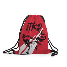 Рюкзак-мешок 3D с принтом Taekwondo в Екатеринбурге, 100% полиэстер | плотность ткани — 200 г/м2, размер — 35 х 45 см; лямки — толстые шнурки, застежка на шнуровке, без карманов и подкладки | taekwondo | восточные единоборства | единоборства | теквондо | тхэквондо | тэквондо