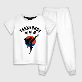 Детская пижама хлопок с принтом Taekwondo в Екатеринбурге, 100% хлопок |  брюки и футболка прямого кроя, без карманов, на брюках мягкая резинка на поясе и по низу штанин
 | taekwondo | восточные единоборства | единоборства | теквондо | тхэквондо | тэквондо