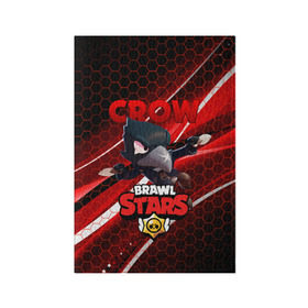 Обложка для паспорта матовая кожа с принтом BRAWL STARS CROW в Екатеринбурге, натуральная матовая кожа | размер 19,3 х 13,7 см; прозрачные пластиковые крепления | bibi | brawl stars | crow | el brown | leon | leon shark | max | sally leon | shark | stars | акула | биби | ворон | леон