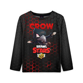 Детский лонгслив 3D с принтом BRAWL STARS CROW в Екатеринбурге, 100% полиэстер | длинные рукава, круглый вырез горловины, полуприлегающий силуэт
 | bibi | brawl stars | crow | el brown | leon | leon shark | max | sally leon | shark | stars | акула | биби | ворон | леон