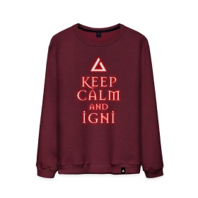 Мужской свитшот хлопок с принтом Keep calm and igni в Екатеринбурге, 100% хлопок |  | Тематика изображения на принте: igni | keep calm | keep calm and igni | the witcher | ведьмак | ведьмак 2 | ведьмак 3 | ведьмак сериал.ведьмак 1 | знак | знак игни | игни | сериал ведьмак