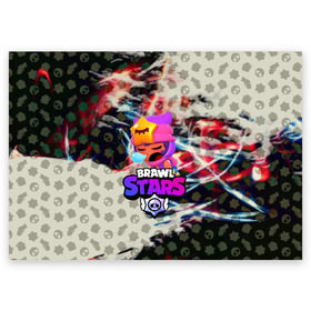 Поздравительная открытка с принтом BRAWL STARS СЭНДИ в Екатеринбурге, 100% бумага | плотность бумаги 280 г/м2, матовая, на обратной стороне линовка и место для марки
 | Тематика изображения на принте: 8 bit | bibi | brawl stars | brock | bull | crow | dinomike | el primo | leon | mobile game | nita | poko | ricochet | stars | tara | бравл старс | ворон | леон | мобильные игры