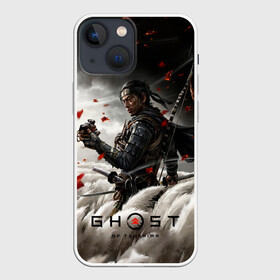 Чехол для iPhone 13 mini с принтом Ghost of Tsushima в Екатеринбурге,  |  | Тематика изображения на принте: action | adventure | game | ghost | japan | samurai | tsushima | игра | призрак | приключение | самурай | тень | цусима | экшн | япония