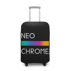 Чехол для чемодана 3D с принтом NEO CHROME в Екатеринбурге, 86% полиэфир, 14% спандекс | двустороннее нанесение принта, прорези для ручек и колес | rgb | контрастный | круг | металл | мудрость | мысль | надпись | палитра | радуга | радужный | символ | сфера | текст | фраза | цветной | яркий