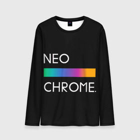 Мужской лонгслив 3D с принтом NEO CHROME в Екатеринбурге, 100% полиэстер | длинные рукава, круглый вырез горловины, полуприлегающий силуэт | Тематика изображения на принте: rgb | контрастный | круг | металл | мудрость | мысль | надпись | палитра | радуга | радужный | символ | сфера | текст | фраза | цветной | яркий