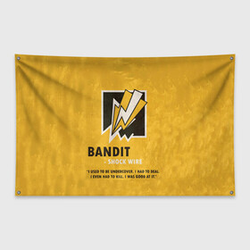 Флаг-баннер с принтом Bandit (R6s) в Екатеринбурге, 100% полиэстер | размер 67 х 109 см, плотность ткани — 95 г/м2; по краям флага есть четыре люверса для крепления | art | bandit | game | logo | rainbow | shooter | siege | six | ubisoft | арт | бандит | игра | игры | компьютерные | лого | оперативник | осада | персонаж | радуга 6 | шутер