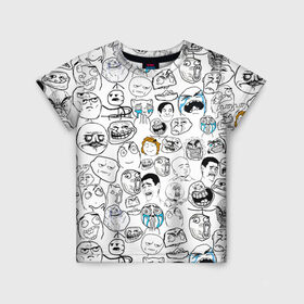 Детская футболка 3D с принтом МЕМЫ в Екатеринбурге, 100% гипоаллергенный полиэфир | прямой крой, круглый вырез горловины, длина до линии бедер, чуть спущенное плечо, ткань немного тянется | meme | pattern | smile | интернет приколы | мем | мемы | паттерн | прикол | рожицы | смайл | юмор