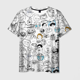 Мужская футболка 3D с принтом МЕМЫ в Екатеринбурге, 100% полиэфир | прямой крой, круглый вырез горловины, длина до линии бедер | meme | pattern | smile | интернет приколы | мем | мемы | паттерн | прикол | рожицы | смайл | юмор
