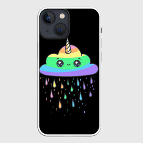 Чехол для iPhone 13 mini с принтом радужный единорог в Екатеринбурге,  |  | like | likee | rainbow | единорог | лайк | облоко | радужный единорог | тучка