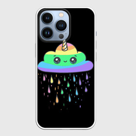 Чехол для iPhone 13 Pro с принтом радужный единорог в Екатеринбурге,  |  | like | likee | rainbow | единорог | лайк | облоко | радужный единорог | тучка