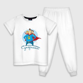 Детская пижама хлопок с принтом Суперпапа в Екатеринбурге, 100% хлопок |  брюки и футболка прямого кроя, без карманов, на брюках мягкая резинка на поясе и по низу штанин
 | art | children | dad | super dad | superhero | арт | дети | папа | супер папа | супергерой