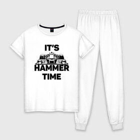 Женская пижама хлопок с принтом Its hammer time в Екатеринбурге, 100% хлопок | брюки и футболка прямого кроя, без карманов, на брюках мягкая резинка на поясе и по низу штанин | hammer time | lewis hamilton | льюис хэмильтон