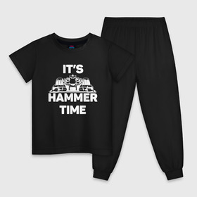 Детская пижама хлопок с принтом Its hammer time в Екатеринбурге, 100% хлопок |  брюки и футболка прямого кроя, без карманов, на брюках мягкая резинка на поясе и по низу штанин
 | Тематика изображения на принте: hammer time | lewis hamilton | льюис хэмилтон