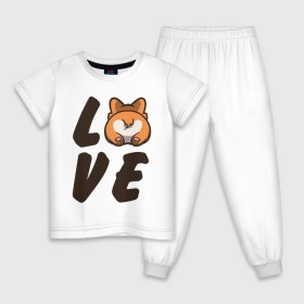 Детская пижама хлопок с принтом Love Corgi в Екатеринбурге, 100% хлопок |  брюки и футболка прямого кроя, без карманов, на брюках мягкая резинка на поясе и по низу штанин
 | corgi | корги