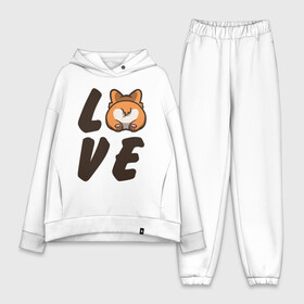 Женский костюм хлопок Oversize с принтом Love Corgi в Екатеринбурге,  |  | corgi | корги