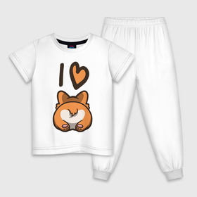 Детская пижама хлопок с принтом I Love Corgi в Екатеринбурге, 100% хлопок |  брюки и футболка прямого кроя, без карманов, на брюках мягкая резинка на поясе и по низу штанин
 | corgi | корги