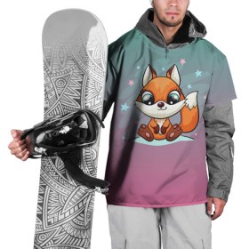 Накидка на куртку 3D с принтом Милый лисенок в Екатеринбурге, 100% полиэстер |  | fox | венок | животные | лиса | лисенок | лисичка | полевые цветы | полынь | рисунок | ромашки | стикер | цветы