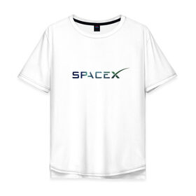 Мужская футболка хлопок Oversize с принтом SpaceX в Екатеринбурге, 100% хлопок | свободный крой, круглый ворот, “спинка” длиннее передней части | space | spacex | tesla | астрономия | илон маск | космонавт | космос | прикольная надпись | спэйс икс