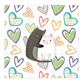 Магнитный плакат 3Х3 с принтом Сладкая парочка в Екатеринбурге, Полимерный материал с магнитным слоем | 9 деталей размером 9*9 см | Тематика изображения на принте: 14 февраля | 8 марта | валентинов день | верность | влюбленность | влюбленные | вместе навсегда | двое | девичник | девушке | кот | коты | кошка | кошки | любимая | любимый | люблю | люблю тебя | мы с то