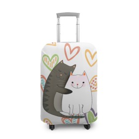 Чехол для чемодана 3D с принтом Сладкая парочка в Екатеринбурге, 86% полиэфир, 14% спандекс | двустороннее нанесение принта, прорези для ручек и колес | 14 февраля | 8 марта | валентинов день | верность | влюбленность | влюбленные | вместе навсегда | двое | девичник | девушке | кот | коты | кошка | кошки | любимая | любимый | люблю | люблю тебя | мы с то