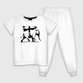 Детская пижама хлопок с принтом Слон - Banksy в Екатеринбурге, 100% хлопок |  брюки и футболка прямого кроя, без карманов, на брюках мягкая резинка на поясе и по низу штанин
 | Тематика изображения на принте: 