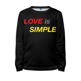 Детский лонгслив 3D с принтом LOVE IS SIMPLE в Екатеринбурге, 100% полиэстер | длинные рукава, круглый вырез горловины, полуприлегающий силуэт
 | simple | для него | для нее