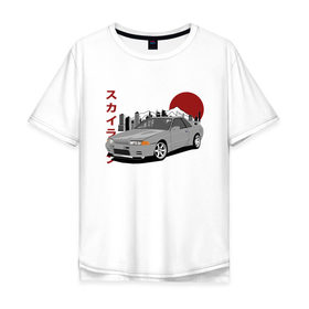 Мужская футболка хлопок Oversize с принтом Nissan Skyline R32 GT-R в Екатеринбурге, 100% хлопок | свободный крой, круглый ворот, “спинка” длиннее передней части | nissan skyline r32 gt r