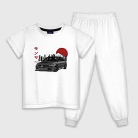 Детская пижама хлопок с принтом Mitsubishi Lancer Evolution IX в Екатеринбурге, 100% хлопок |  брюки и футболка прямого кроя, без карманов, на брюках мягкая резинка на поясе и по низу штанин
 | Тематика изображения на принте: 