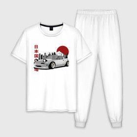 Мужская пижама хлопок с принтом Mazda MX-5/Miata в Екатеринбурге, 100% хлопок | брюки и футболка прямого кроя, без карманов, на брюках мягкая резинка на поясе и по низу штанин
 | Тематика изображения на принте: 