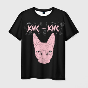 Мужская футболка 3D с принтом Кис-Кис в Екатеринбурге, 100% полиэфир | прямой крой, круглый вырез горловины, длина до линии бедер | punk | punk rock | rock | алина олешева | кис | кис кис | кокос | панк | панк рок | рок | софья сомусева | хмурый